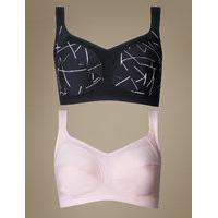 M&S Collection 2 Pack High Impact Full Cup Sports Bras A-GG