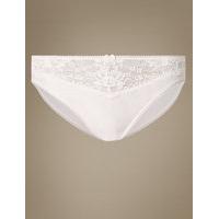 M&S Collection Jacquard & Lace Trim High Leg Knickers