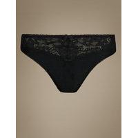 M&S Collection Jacquard & Lace Trim High Leg Knickers