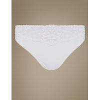 M&S Collection Jacquard & Lace Trim High Leg Knickers