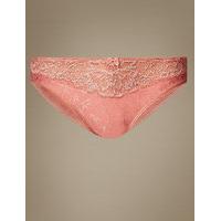 M&S Collection Jacquard & Lace Trim High Leg Knickers