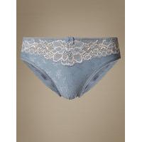 M&S Collection Jacquard & Lace Trim High Leg Knickers