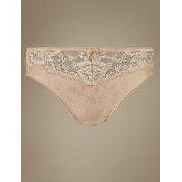 M&S Collection Jacquard & Lace Trim High Leg Knickers