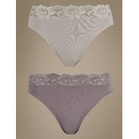 M&S Collection 5 Pack Cotton Rich Lace High Leg Knickers