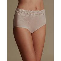 M&S Collection 5 Pack Lace Waist High Rise Full Briefs