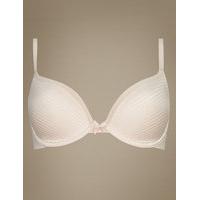 M&S Collection Sumptuously Soft Striped Ultimate Comfort Padded Plunge T-Shirt Bra A-DD