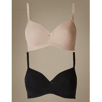 M&S Collection 2 Pack Padded T-Shirt Full Cup Bras