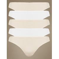 M&S Collection 5 Pack No VPL Microfibre High Leg Knickers
