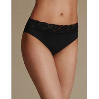 M&S Collection 5 Pack Cotton Rich Lace Waist High Leg Knickers