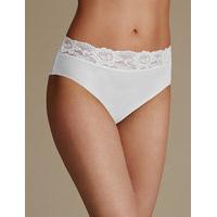 ms collection 5 pack cotton rich lace waist high leg knickers