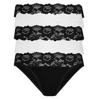 ms collection 5 pack cotton rich lace waist bikini knickers with new i ...