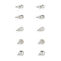 M&S Collection Silver Plated Multi Stud Assorted Earrings Set