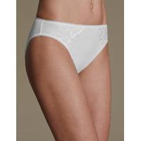 M&S Collection 5 Pack Cotton Rich Embroidered High Leg Knickers with with New & Improved Fabric
