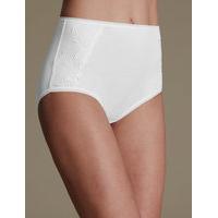 M&S Collection 5 Pack Cotton Rich Embroidered High Rise Full Briefs with New & Improved Fabric