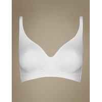 M&S Collection Cotton Rich Jacquard Trim Smoothing Non-Wired Full Cup Bra A-DD