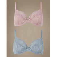 M&S Collection 2 Pack Isabella All Over Lace Underwired Full Cup Bra B-DD