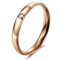 Ms Rose Gold Plated Surface Crystal Diamond Exquisite Titanium Steel Ring