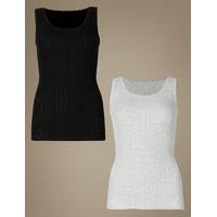 M&S Collection 2 Pack Thermal Pointelle Built Up Shoulder Vests