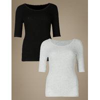 ms collection 2 pack thermal short sleeve pointelle tops