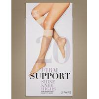 M&S Collection 2 Pair Pack Firm Support Shine Knee High with Silver Technology