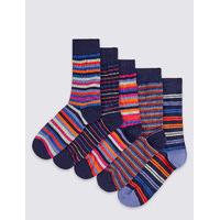 M&S Collection 5 Pairs of Cool & Freshfeet Striped Socks