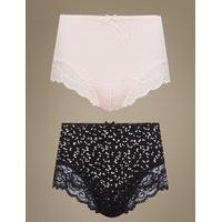 M&S Collection 2 Pack Light Control Scatter Leaf Brazilian Knickers