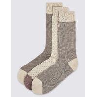 M&S Collection Luxury 3 Pairs of Cotton Rich Socks
