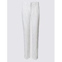 ms collection pure linen striped wide leg trousers