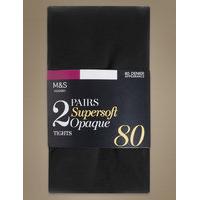 M&S Collection 2 Pair Pack 80 Denier Supersoft Opaque Tights