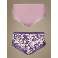M&S Collection 2 Pack Light Control Cotton Rich High Leg Knickers