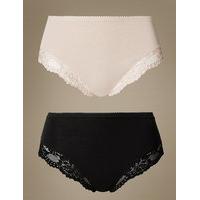 M&S Collection 2 Pack Light Control Cotton Rich High Leg Knickers