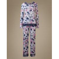 M&S Collection Floral Print Lace Trim Pyjamas