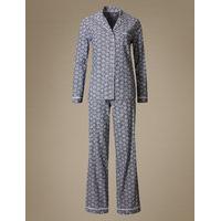 M&S Collection Pure Cotton Printed Long Sleeve Pyjamas