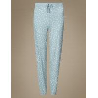 ms collection leaf print frill cuffed pyjama bottoms