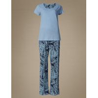 ms collection pure cotton leaf print pyjamas