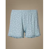 M&S Collection Leaf Print Frill Short Pyjama Bottoms