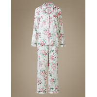 M&S Collection Pure Cotton Floral Print Revere Collar Pyjamas