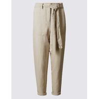 ms collection pure linen tapered leg trousers