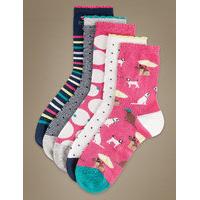 M&S Collection 5 Pair Pack Sumptuously Soft Ankle High Socks