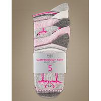 M&S Collection 5 Pair Pack Printed Ankle High Socks