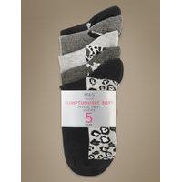 M&S Collection 5 Pair Pack Printed Ankle High Socks