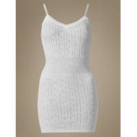 M&S Collection Secret Slimming Pure Cotton Ribbed Pointelle Vest