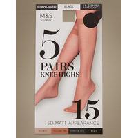 ms collection 5 pair pack 15 denier matt knee highs