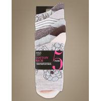 M&S Collection 5 Pair Pack Floral Ankle High Socks