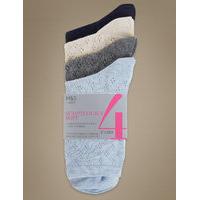 M&S Collection 4 Pair Pack Ankle High Pointelle Socks