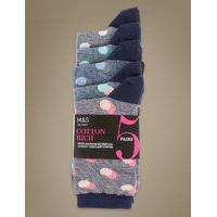 M&S Collection 5 Pack Spotted Ankle High Socks