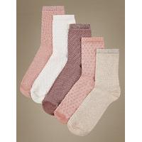 ms collection 5 pair pack cotton rich ankle high socks