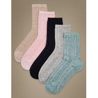 M&S Collection 5 Pair Pack Supersoft Ankle High Socks