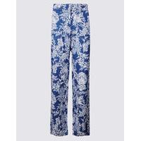 M&S Collection Pure Linen Printed Wide Leg Trousers