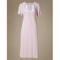 M&S Collection Crochet Trim Printed Jersey Nightdress